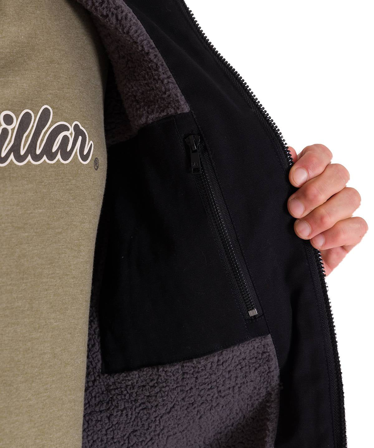 Chaqueta Manga Larga Hombre Hooded Sherpa Lined Negra Cat