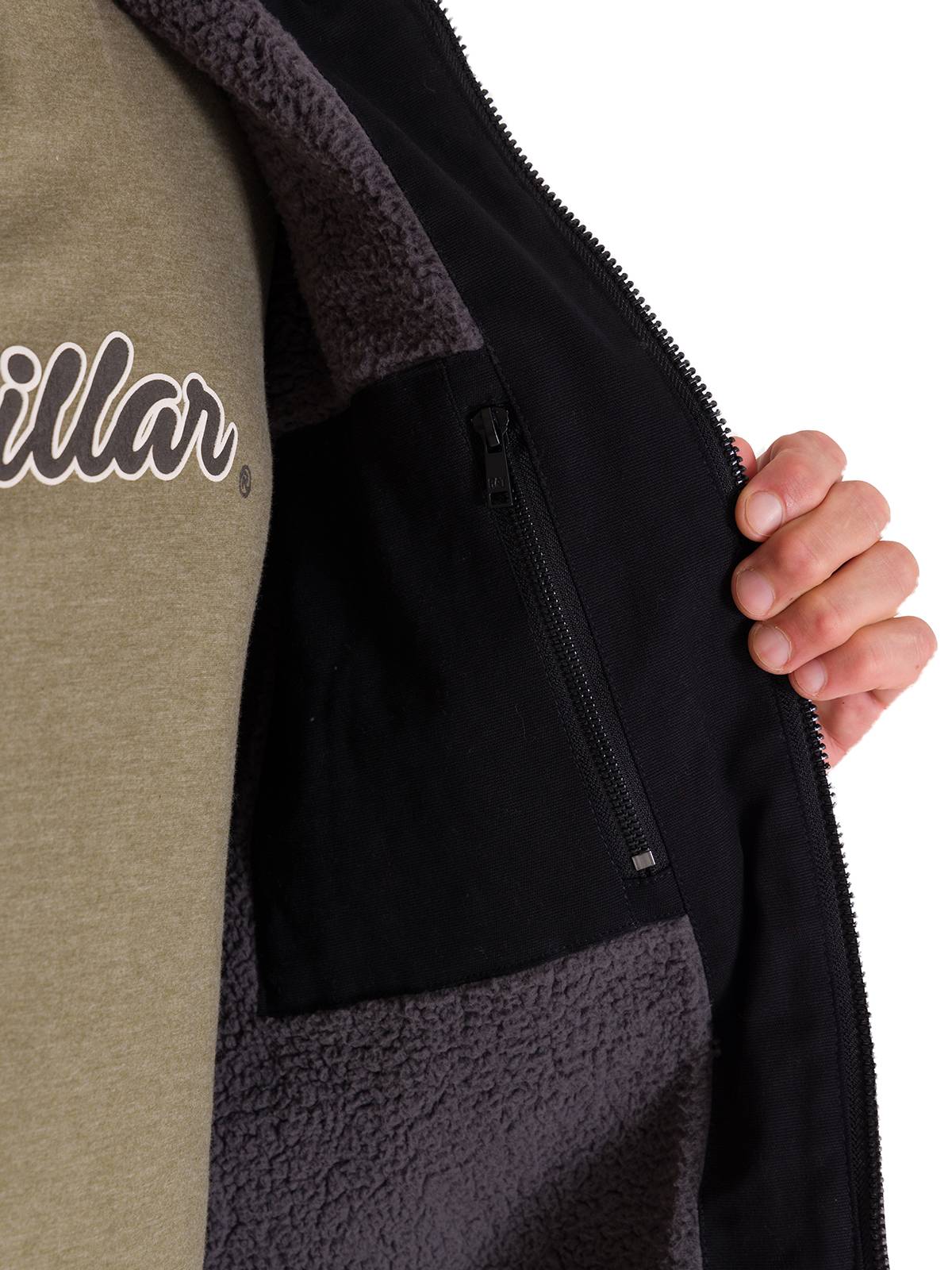 Chaqueta Manga Larga Hombre Hooded Sherpa Lined Negra Cat