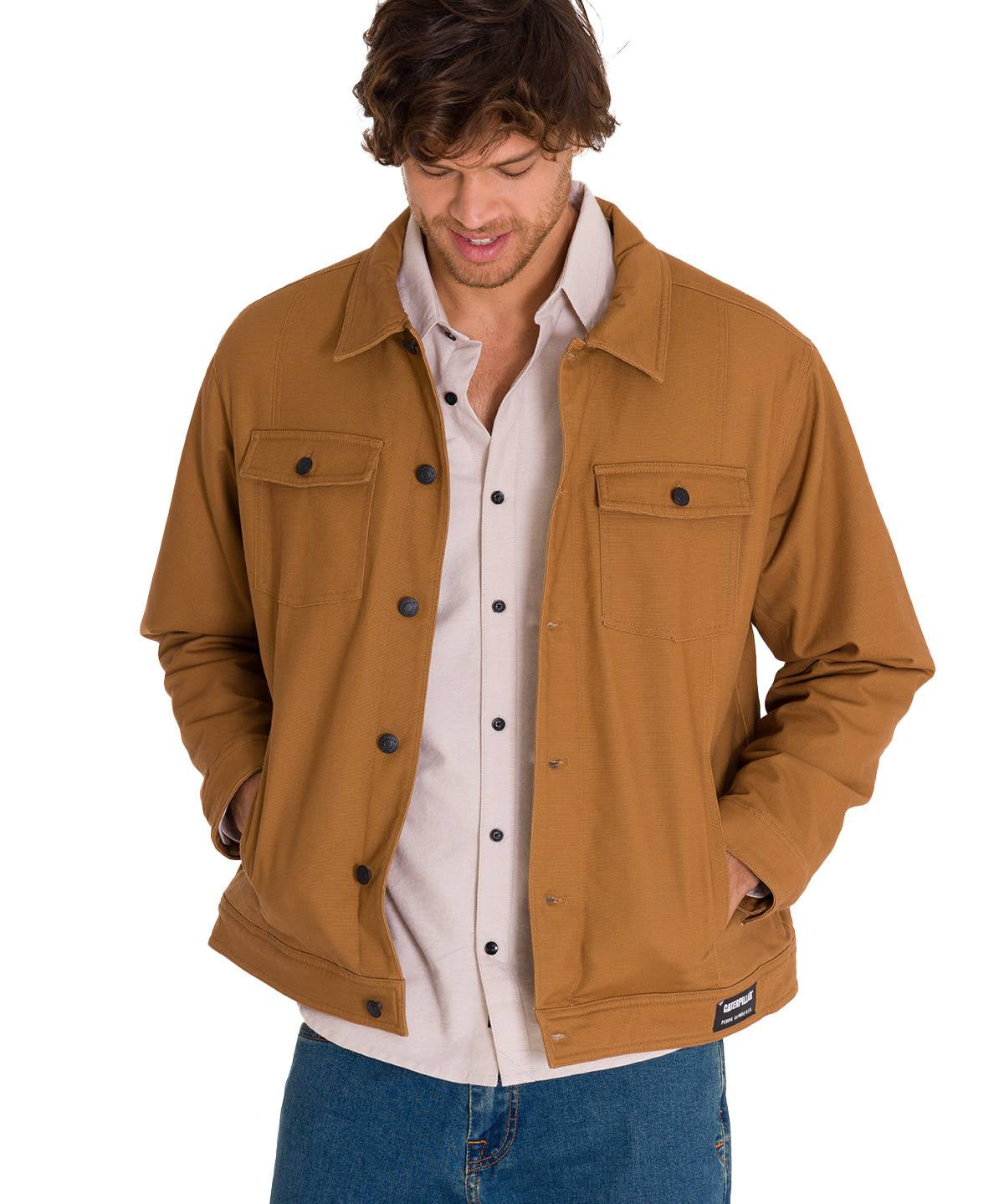 Chaqueta Manga Larga Hombre Trucker Bronce Cat