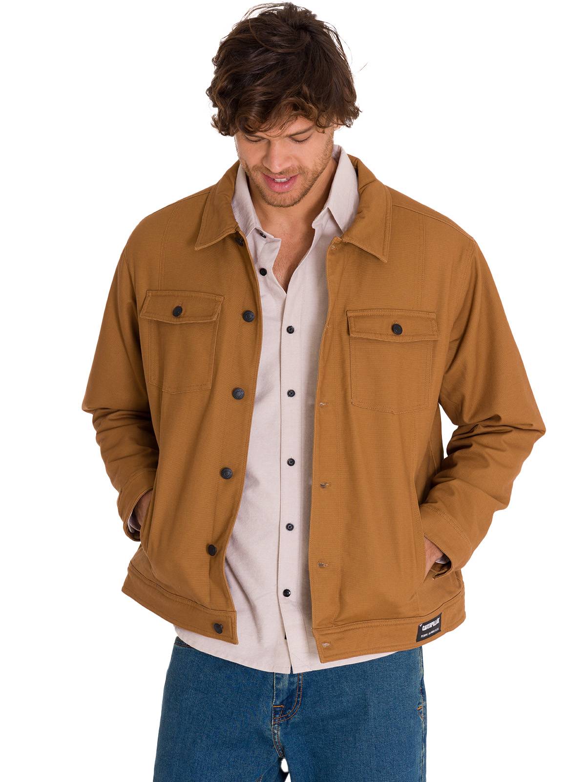 Chaqueta Manga Larga Hombre Trucker Bronce Cat