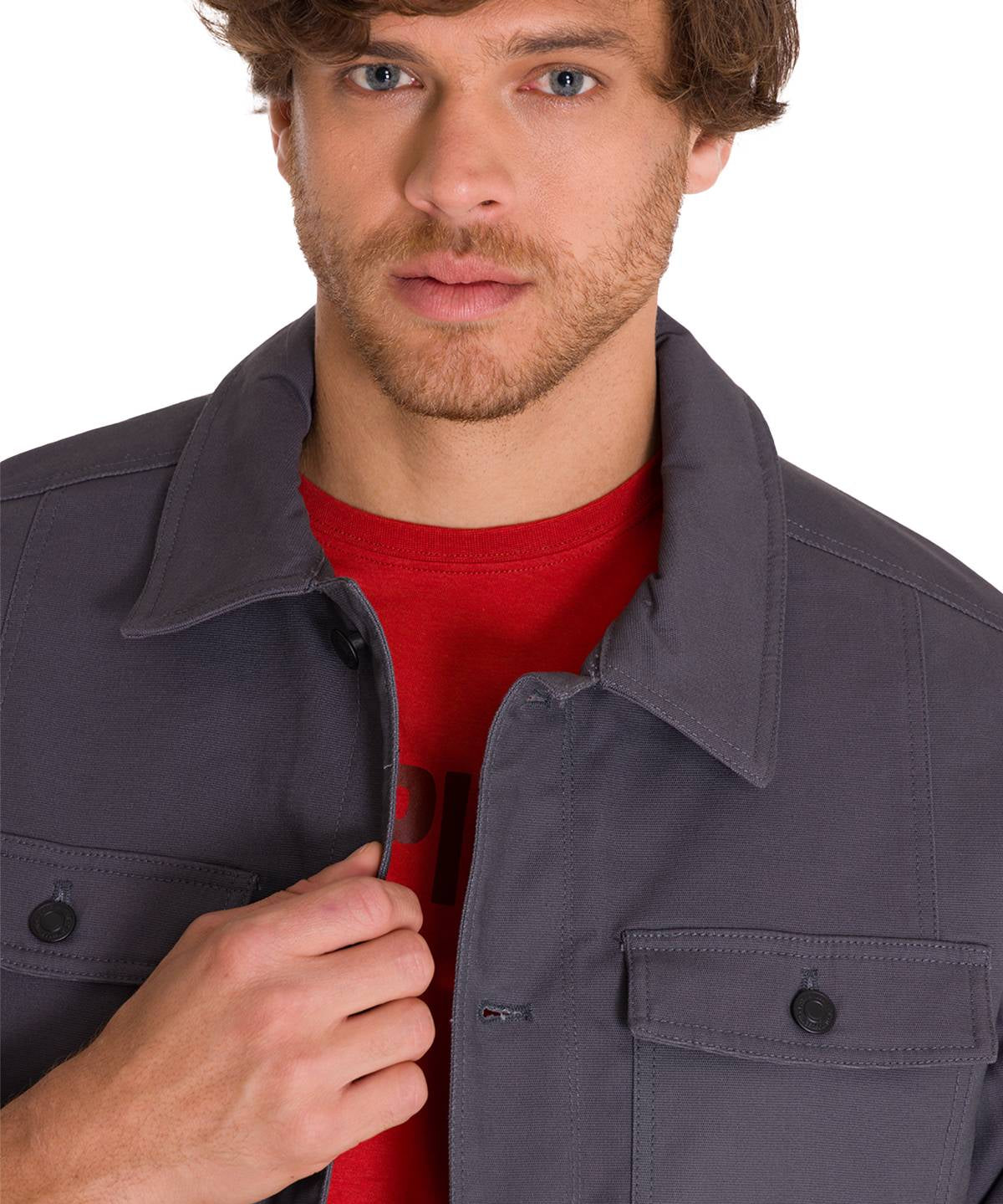 Chaqueta Manga Larga Hombre Trucker Grafito Cat