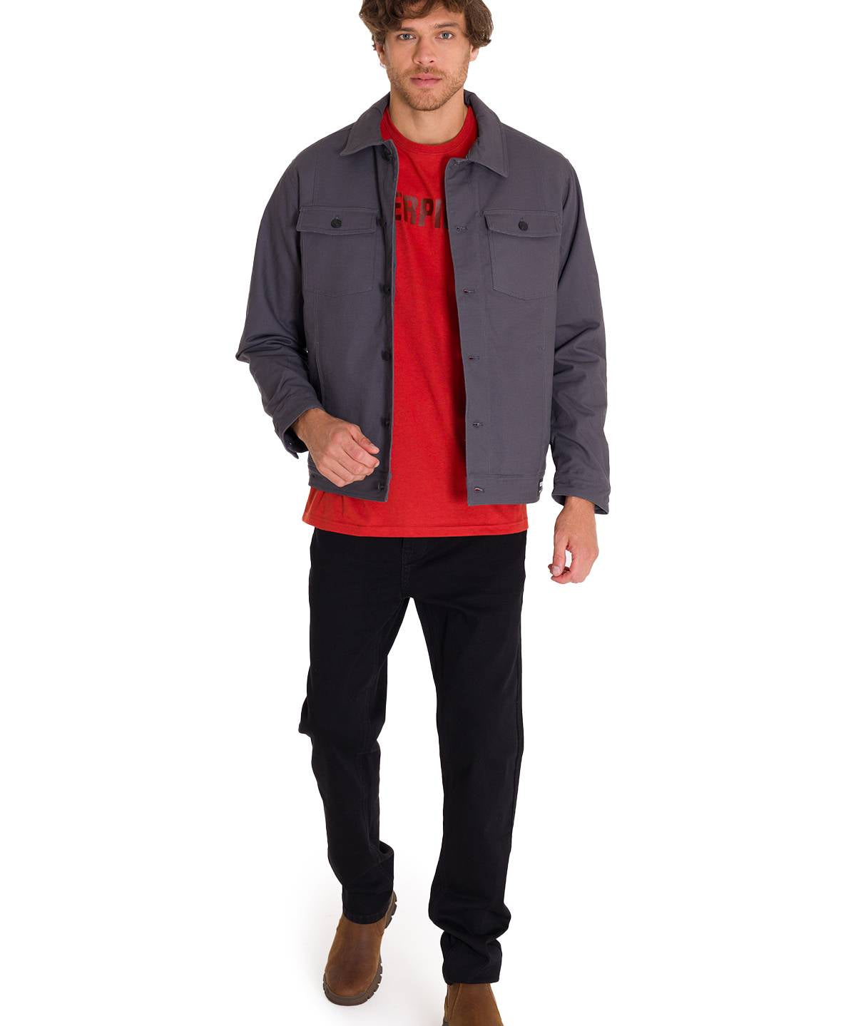 Chaqueta Manga Larga Hombre Trucker Grafito Cat