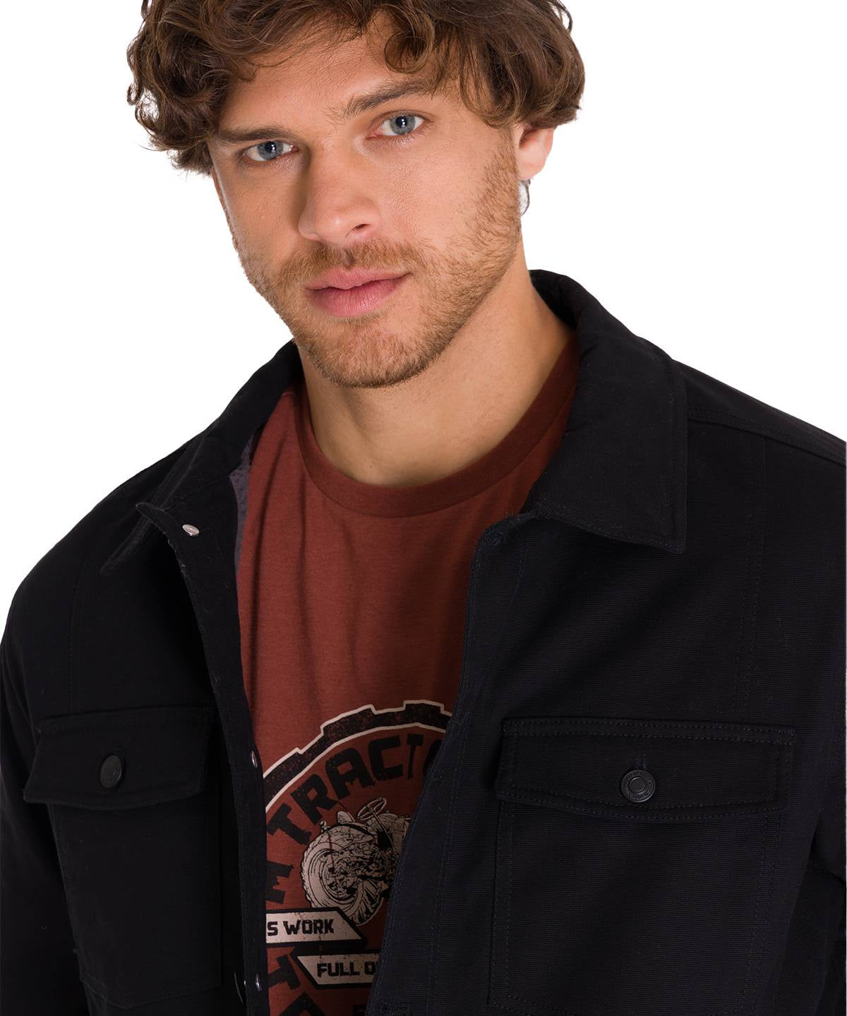 Chaqueta Manga Larga Hombre Trucker Negra Cat