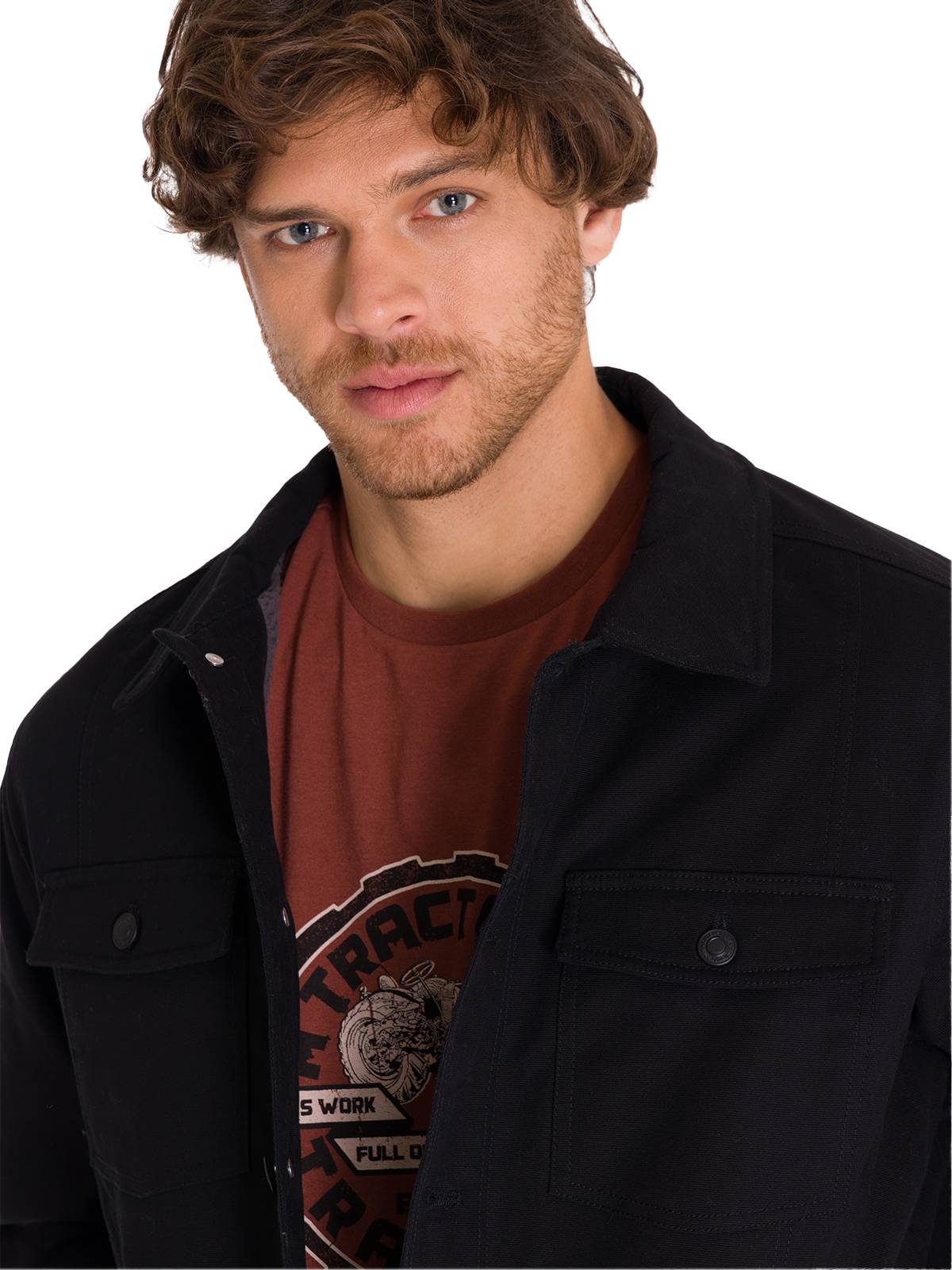 Chaqueta Manga Larga Hombre Trucker Negra Cat