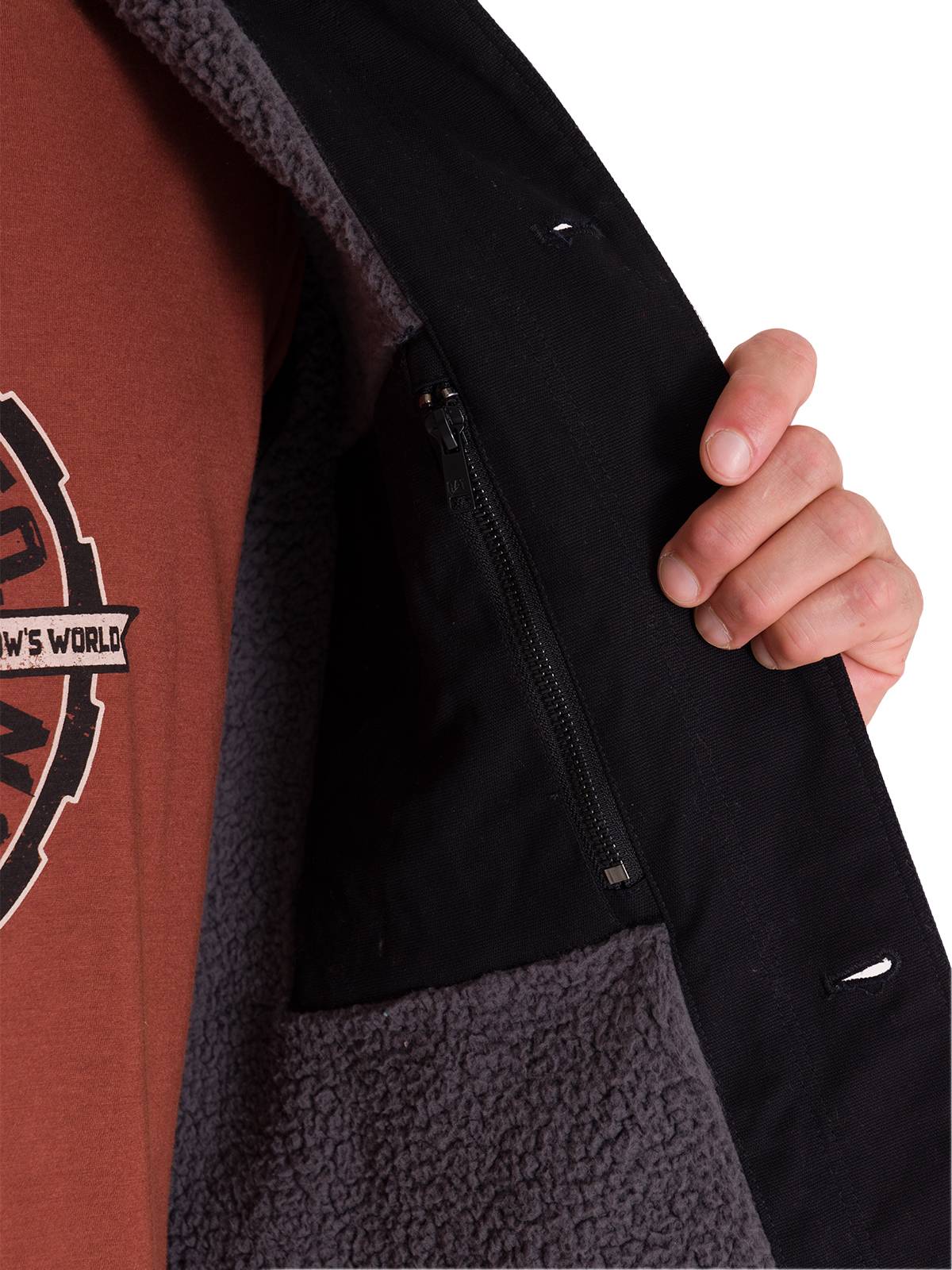 Chaqueta Manga Larga Hombre Trucker Negra Cat