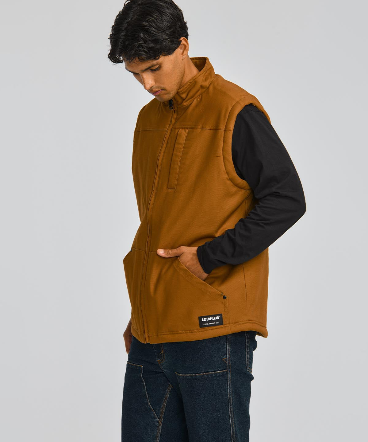 Chaqueta Sin Mangas Hombre Sherpa Lined Vest Bronce Cat