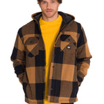 Chaqueta Hombre Hooded Flannel Negro y Café Cat
