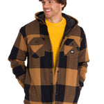 Chaqueta Hombre Hooded Flannel Negro y Café Cat