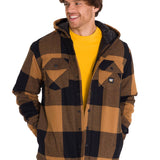 Chaqueta Hombre Hooded Flannel Negro y Café Cat