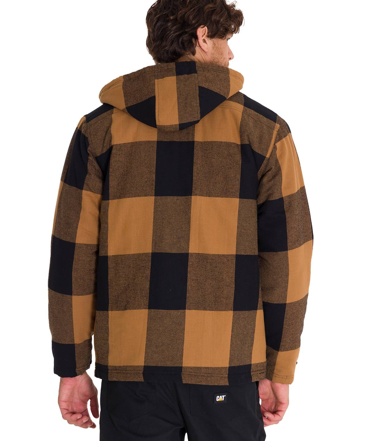 Chaqueta Hombre Hooded Flannel Negro y Café Cat