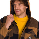 Chaqueta Hombre Hooded Flannel Negro y Café Cat