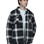 Chaqueta Hombre Hooded Flannel Negro y Blanco Cat