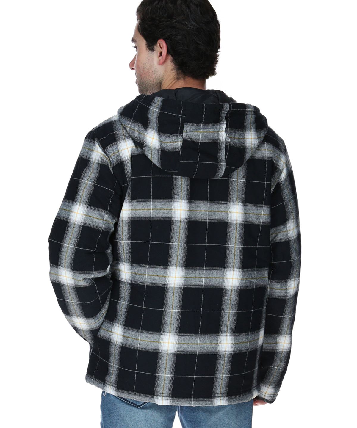 Chaqueta Hombre Hooded Flannel Negro y Blanco Cat