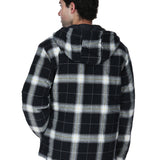 Chaqueta Hombre Hooded Flannel Negro y Blanco Cat