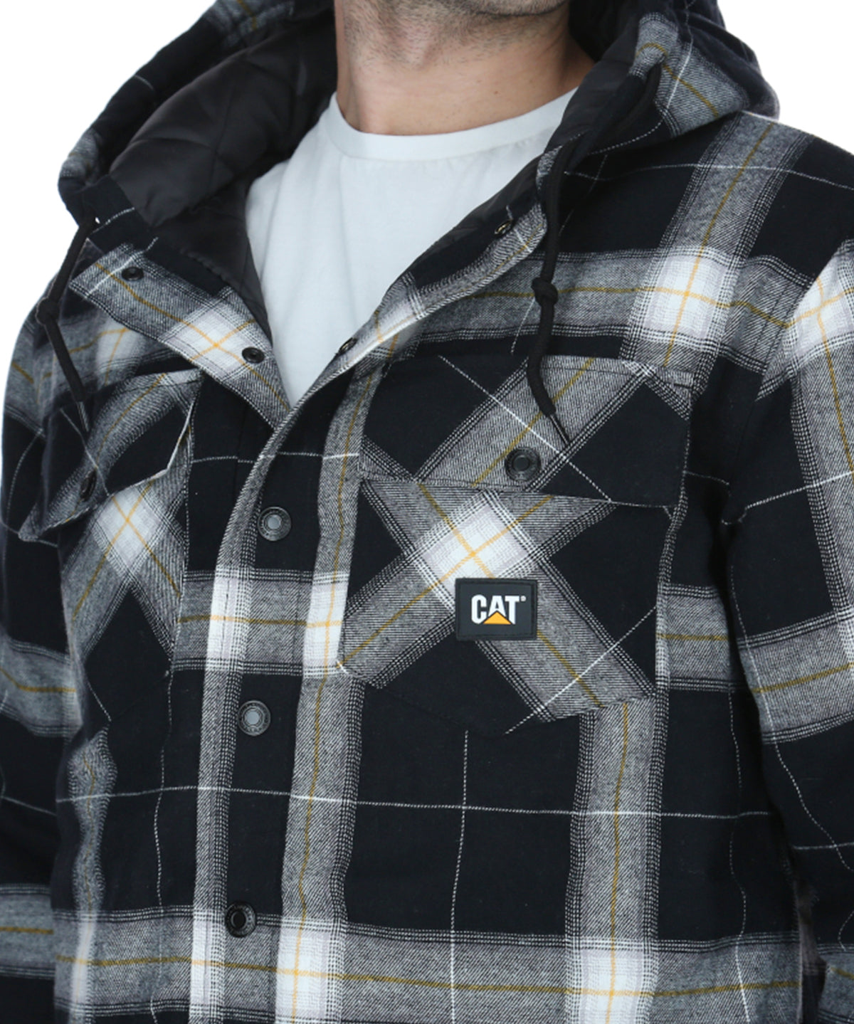 Chaqueta Hombre Hooded Flannel Negro y Blanco Cat