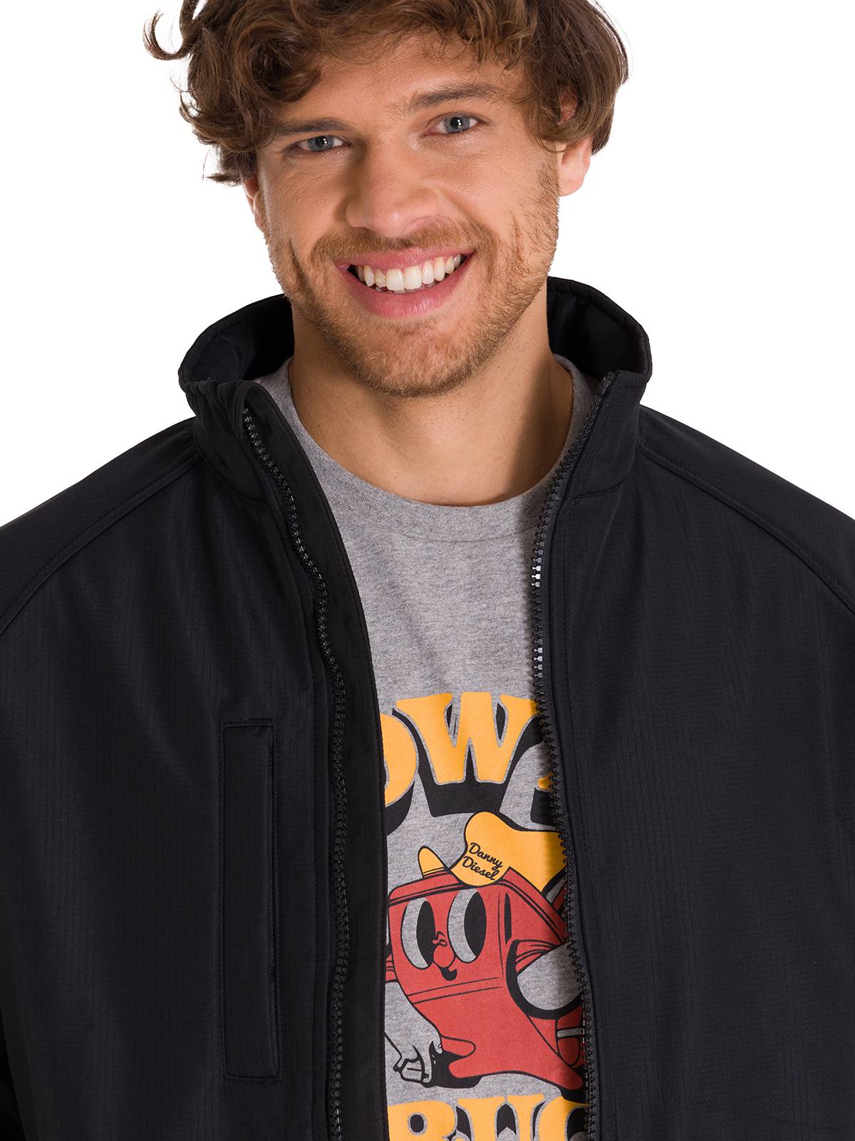 Chaqueta Manga Larga Hombre Ripstop Softshell Negra Cat