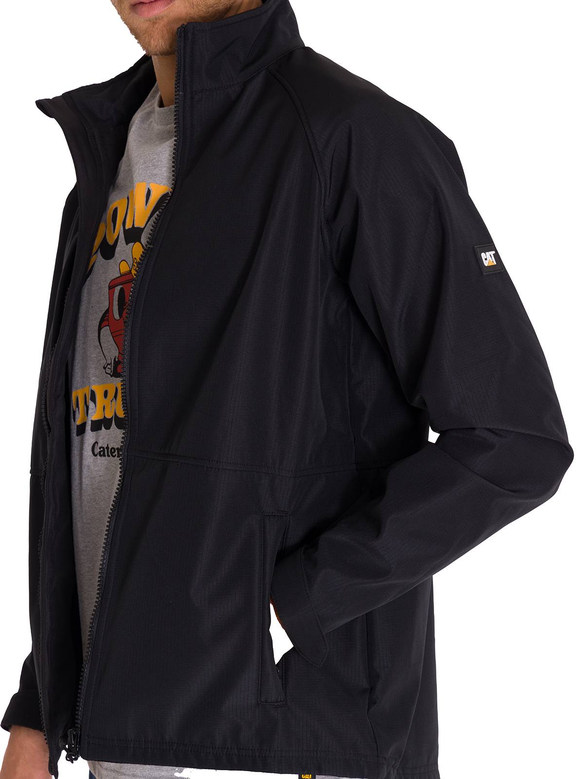 Chaqueta Manga Larga Hombre Ripstop Softshell Negra Cat