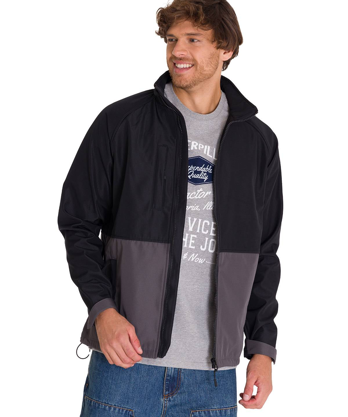 Chaqueta Manga Larga Hombre Ripstop Softshell Gris Cat