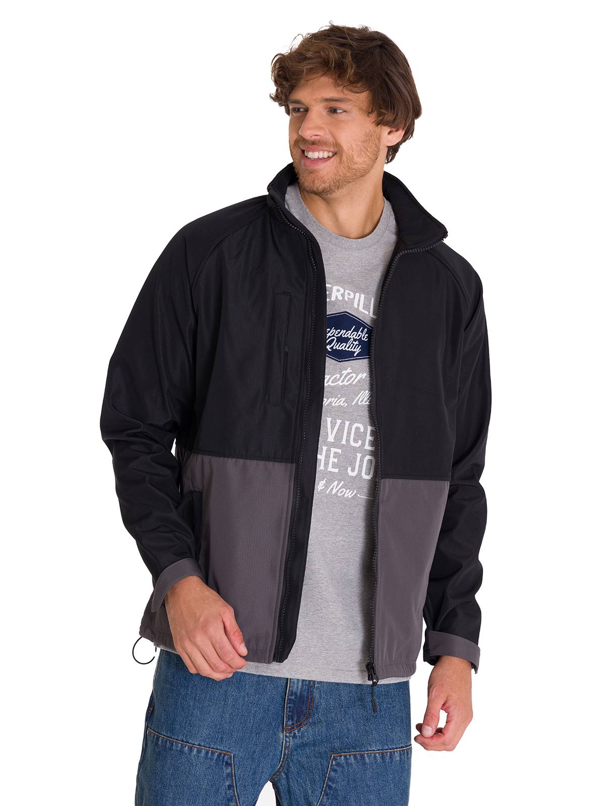 Chaqueta Manga Larga Hombre Ripstop Softshell Gris Cat