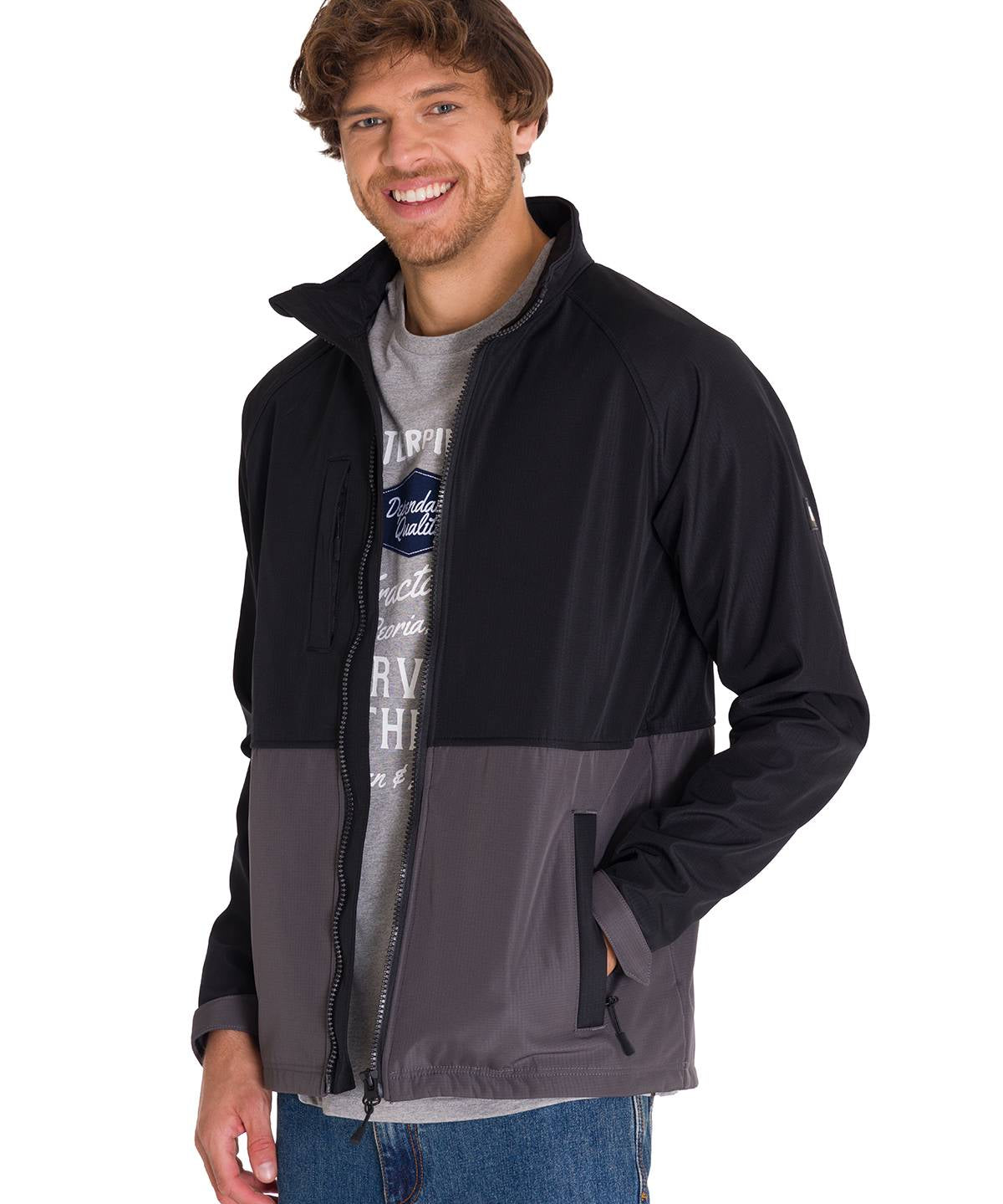 Chaqueta Manga Larga Hombre Ripstop Softshell Gris Cat