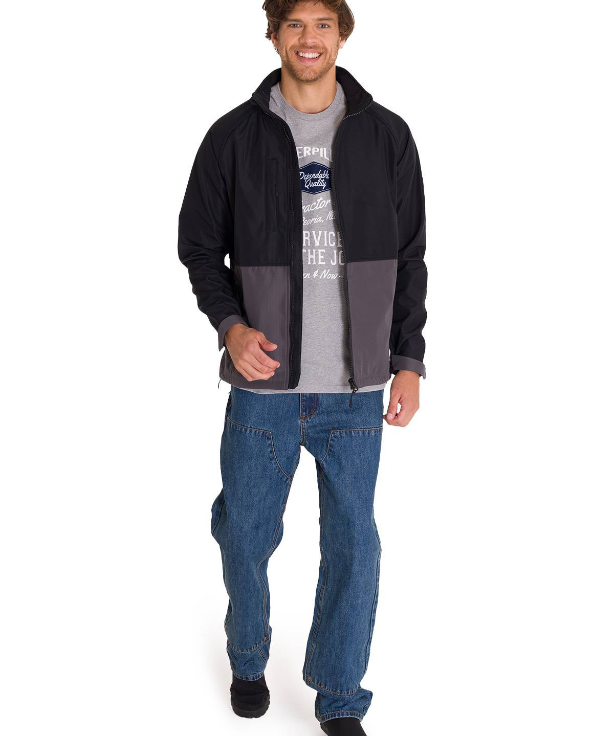 Chaqueta Manga Larga Hombre Ripstop Softshell Gris Cat