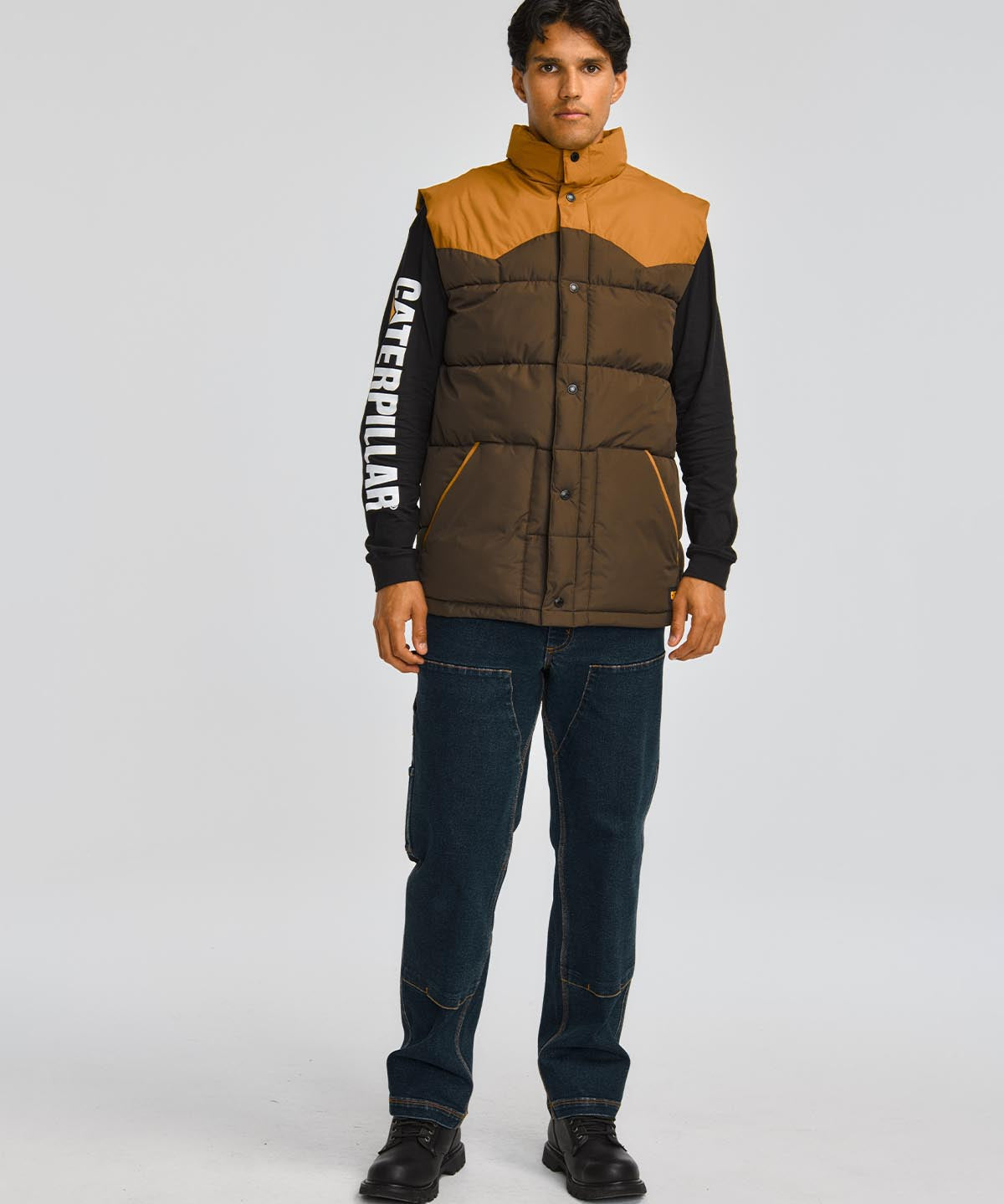 Parka Sin Mangas Hombre Big Sky Puffer Vest Café Oscuro Cat