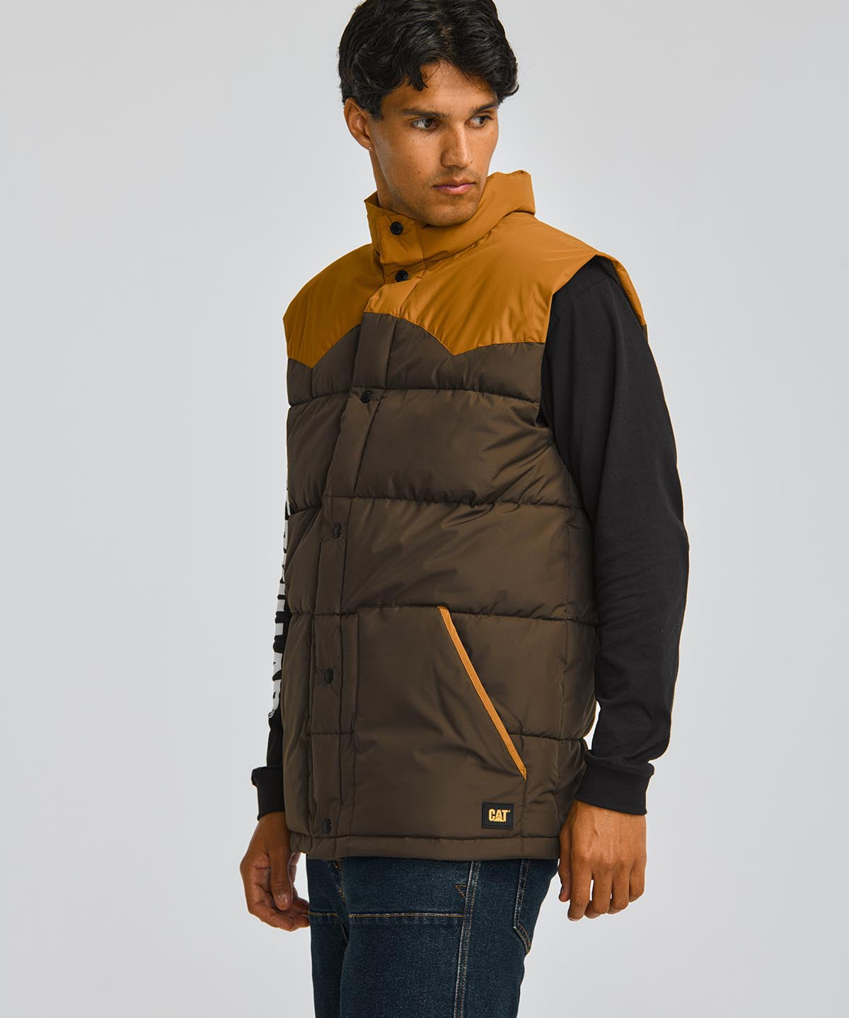 Parka Sin Mangas Hombre Big Sky Puffer Vest Café Oscuro Cat