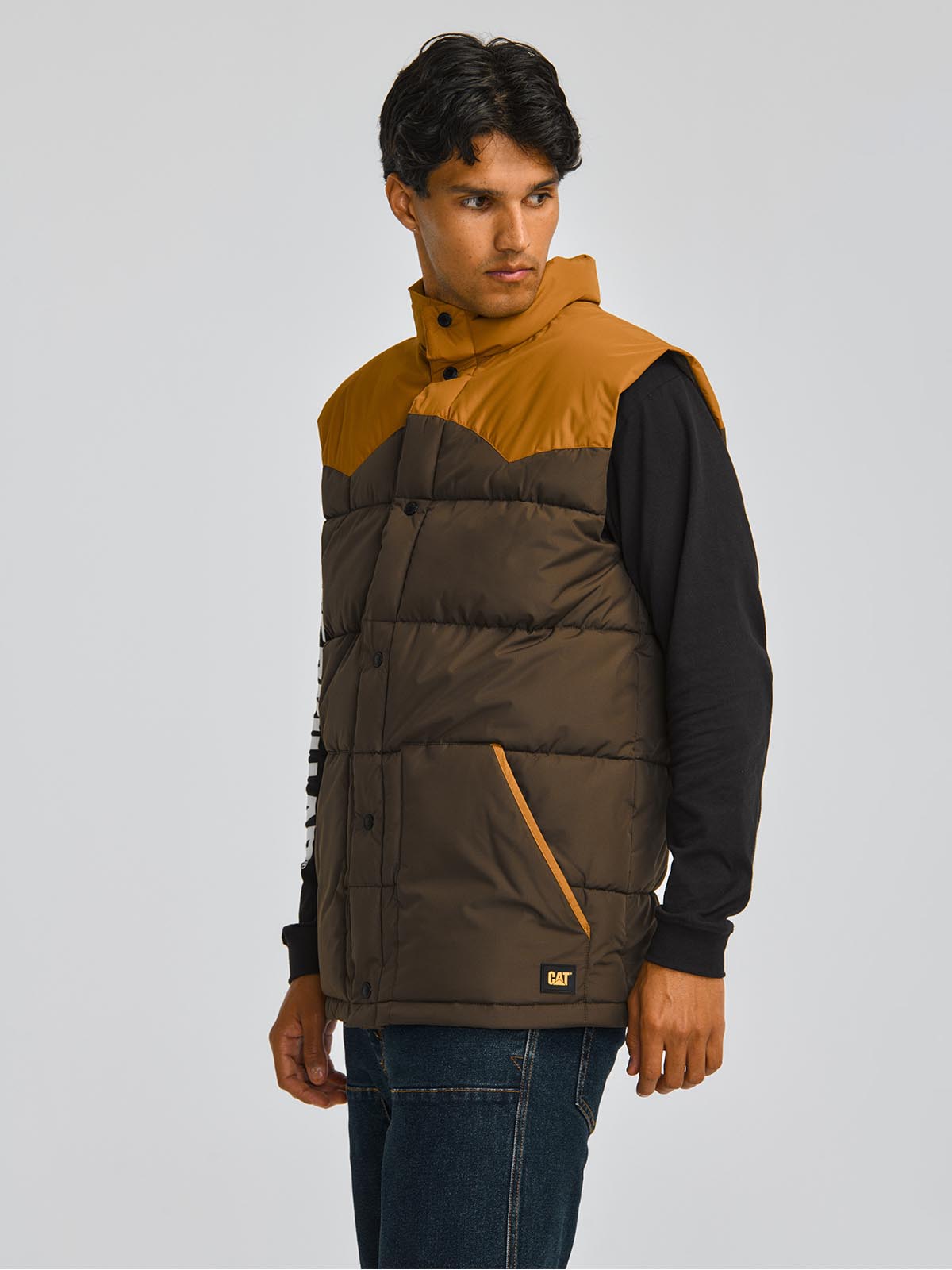 Parka Sin Mangas Hombre Big Sky Puffer Vest Café Oscuro Cat