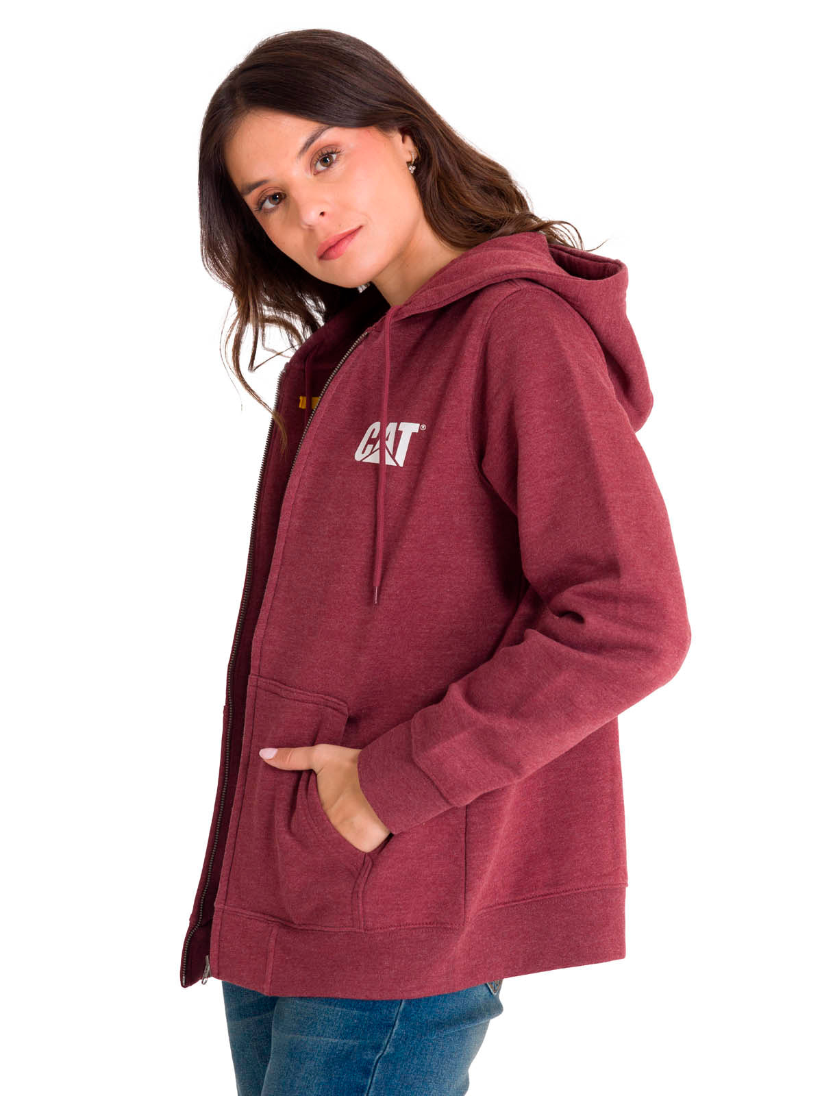 Polerón Full Zip Mujer Trademark Banner Rojo CAT