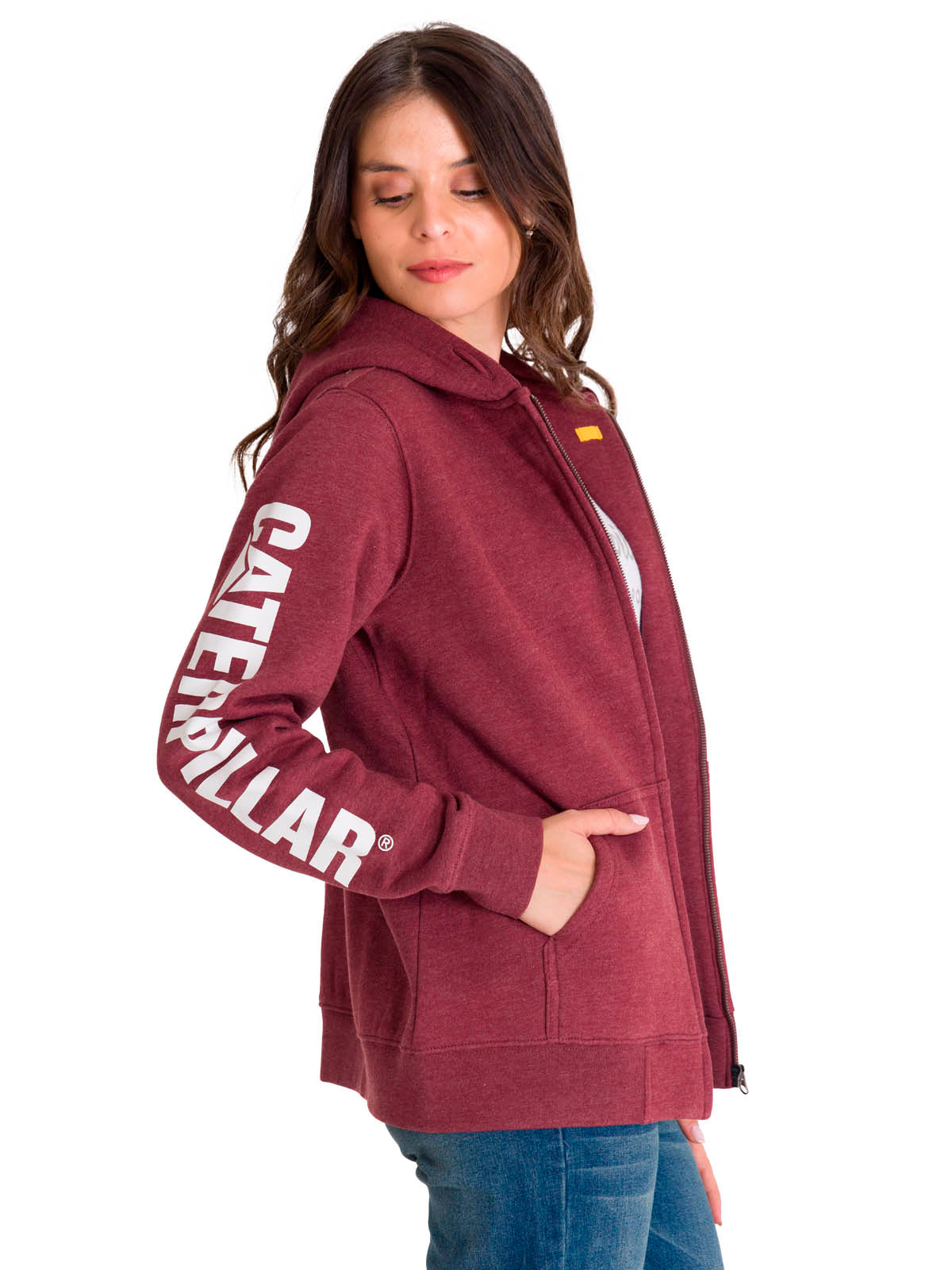 Polerón Full Zip Mujer Trademark Banner Rojo CAT