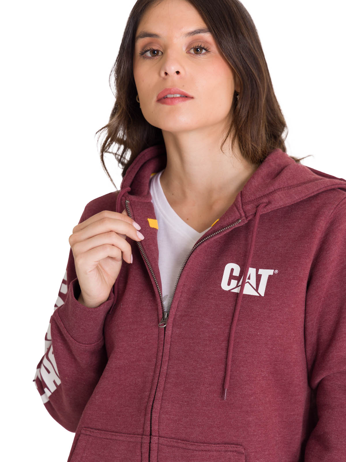 Polerón Full Zip Mujer Trademark Banner Rojo CAT