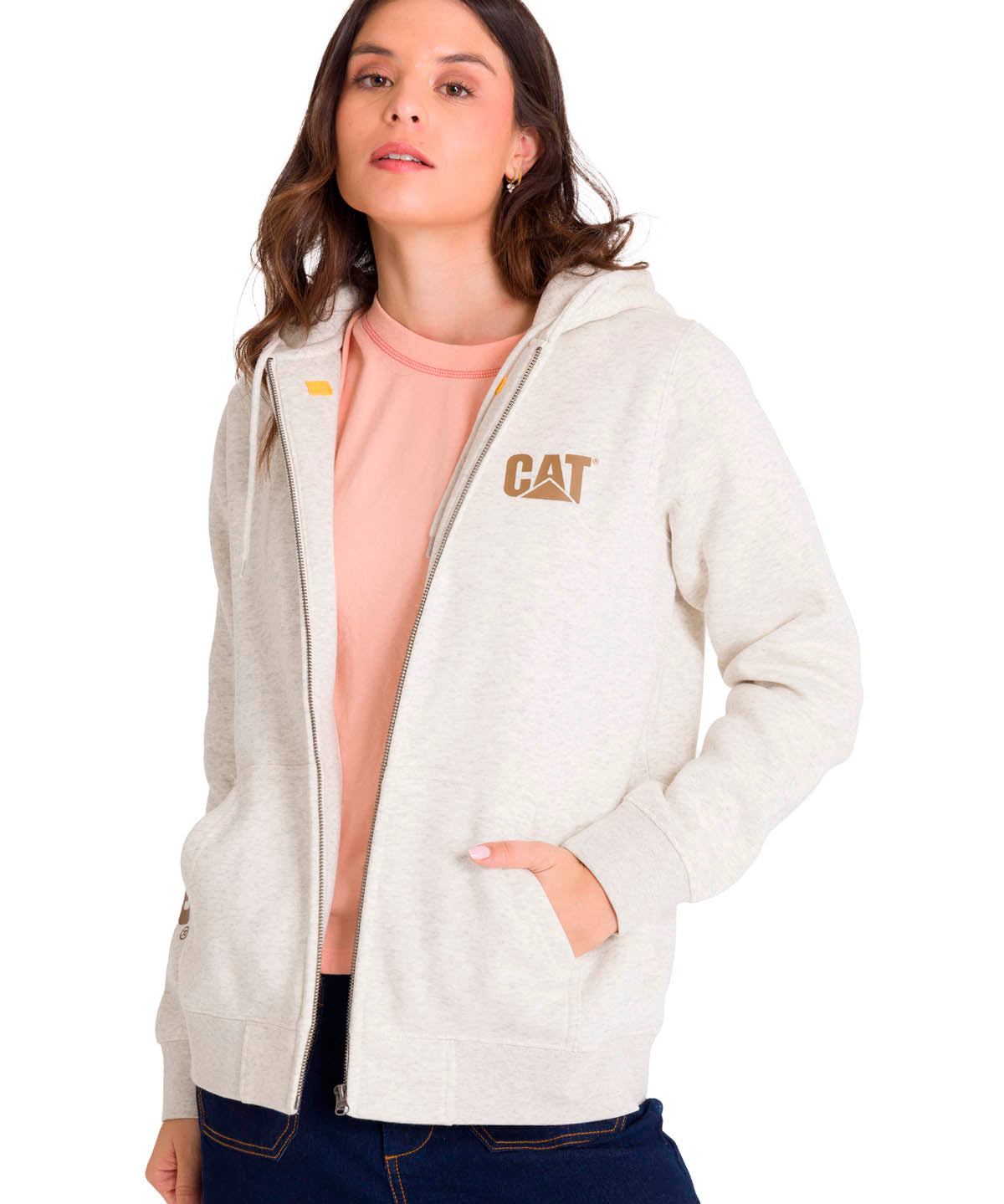 Polerón Full Zip Mujer Trademark Banner Beige CAT
