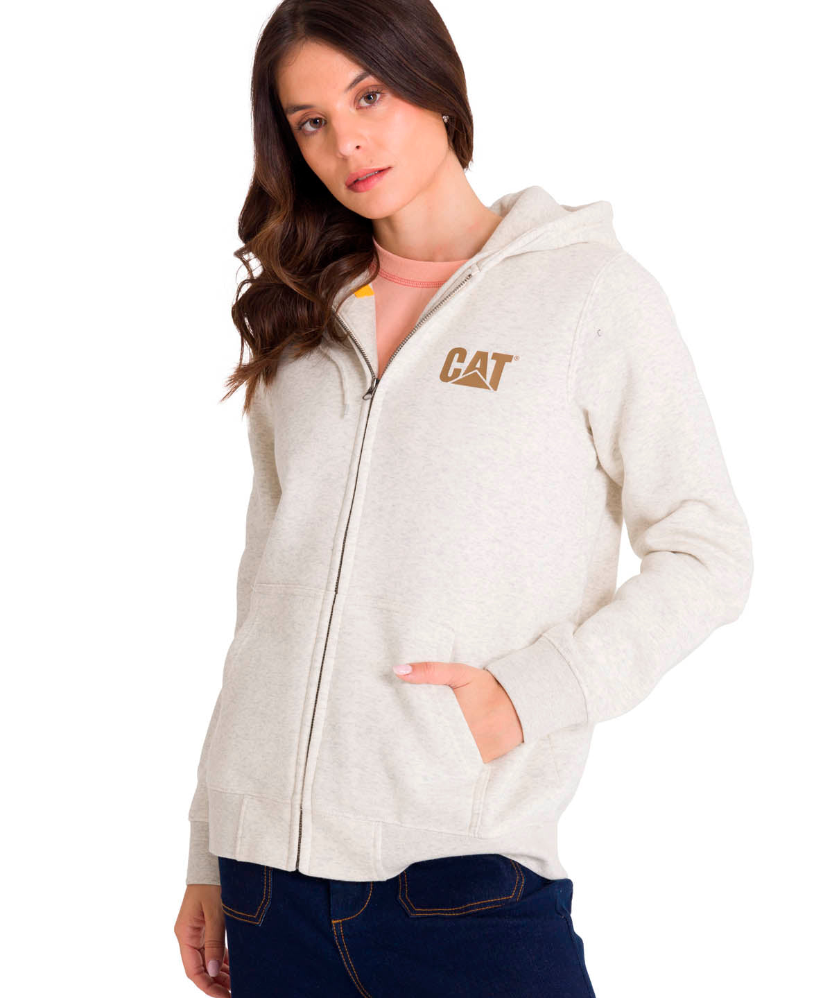 Polerón Full Zip Mujer Trademark Banner Beige CAT