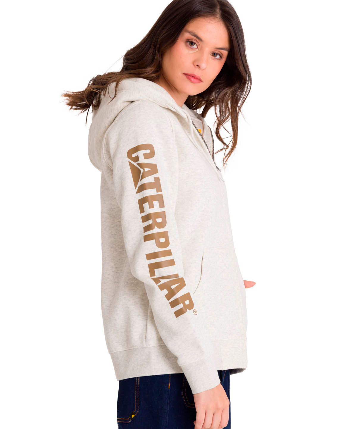 Polerón Full Zip Mujer Trademark Banner Beige CAT