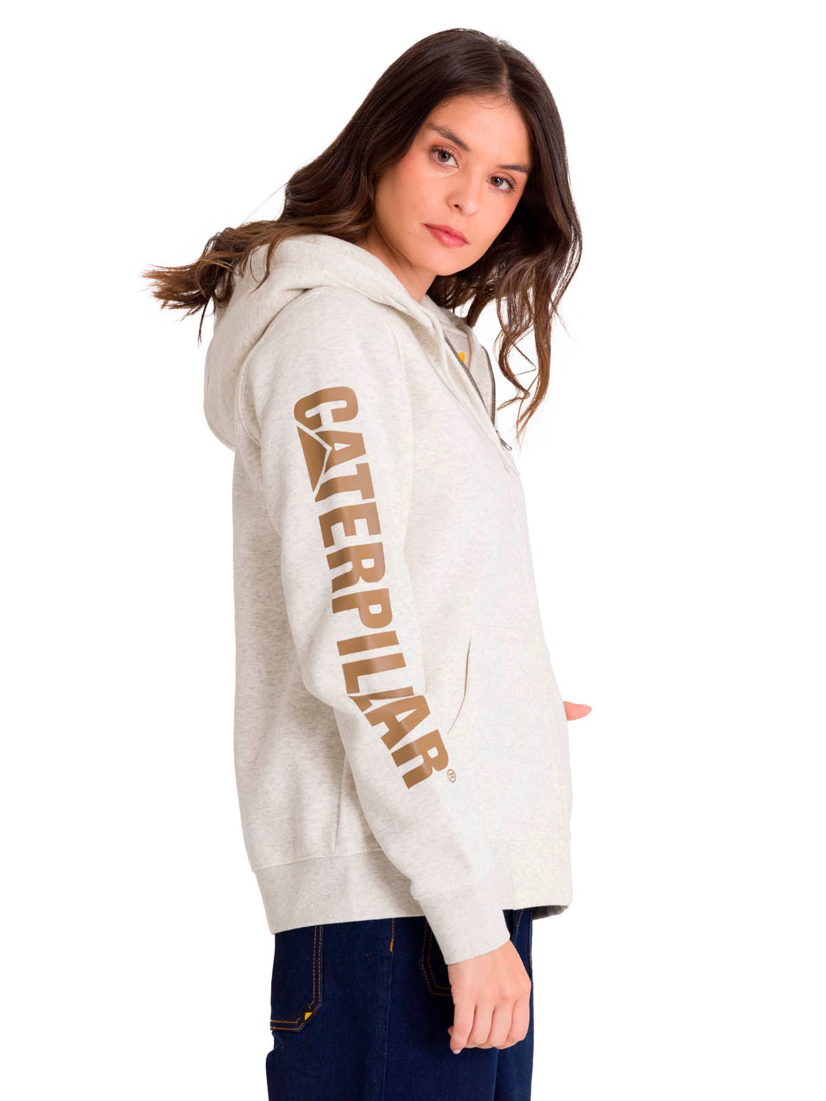 Polerón Full Zip Mujer Trademark Banner Beige CAT
