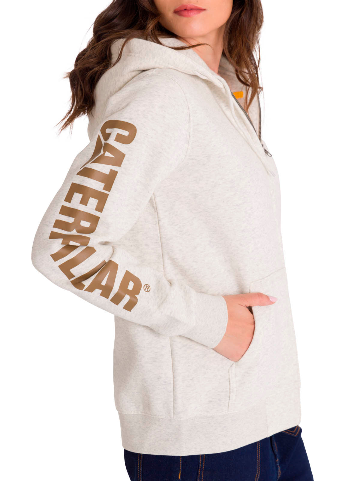 Polerón Full Zip Mujer Trademark Banner Beige CAT