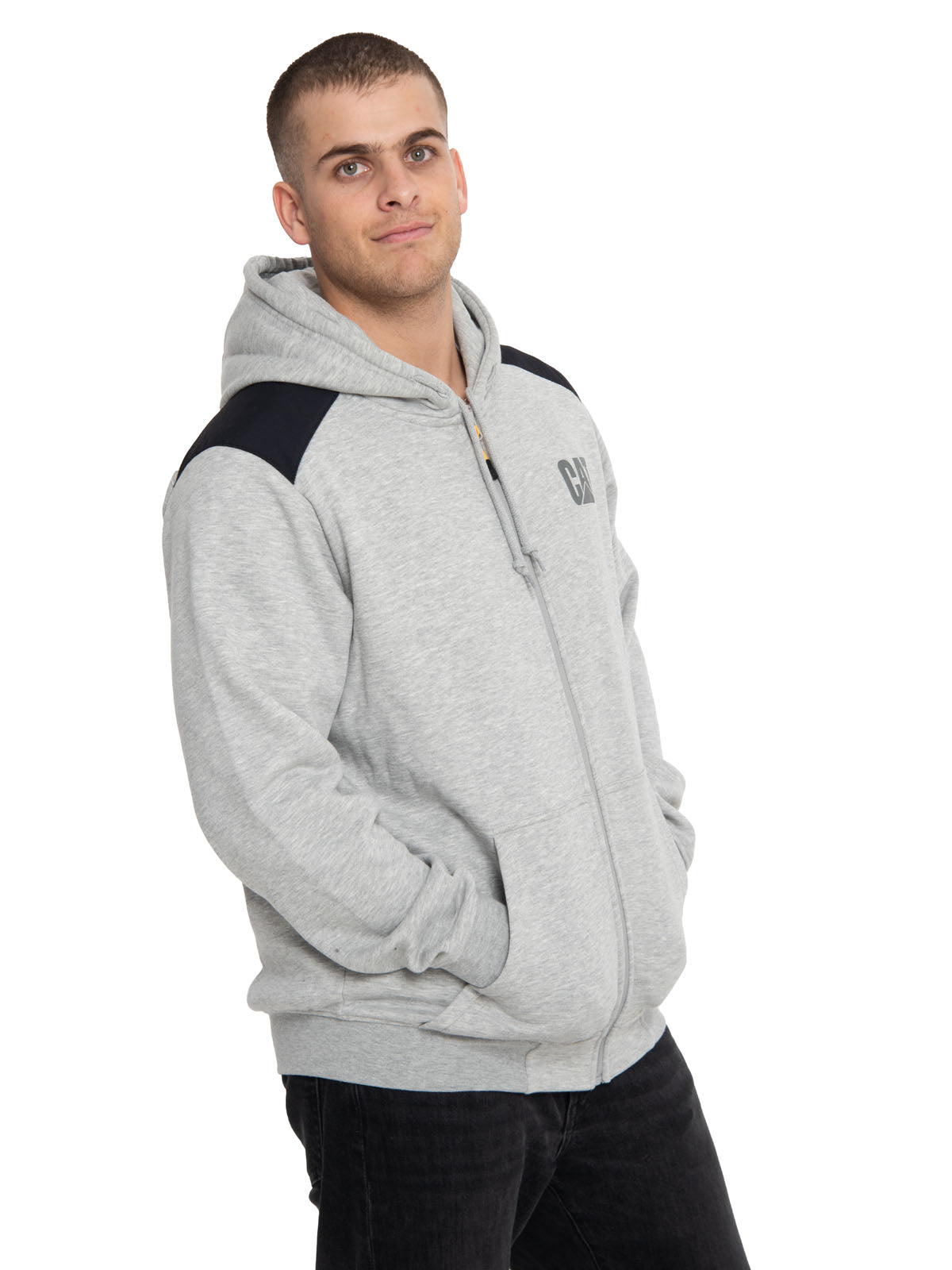 Poleron Casual Hombre Essential Fz Hooded Sweatshirt Gris Cat