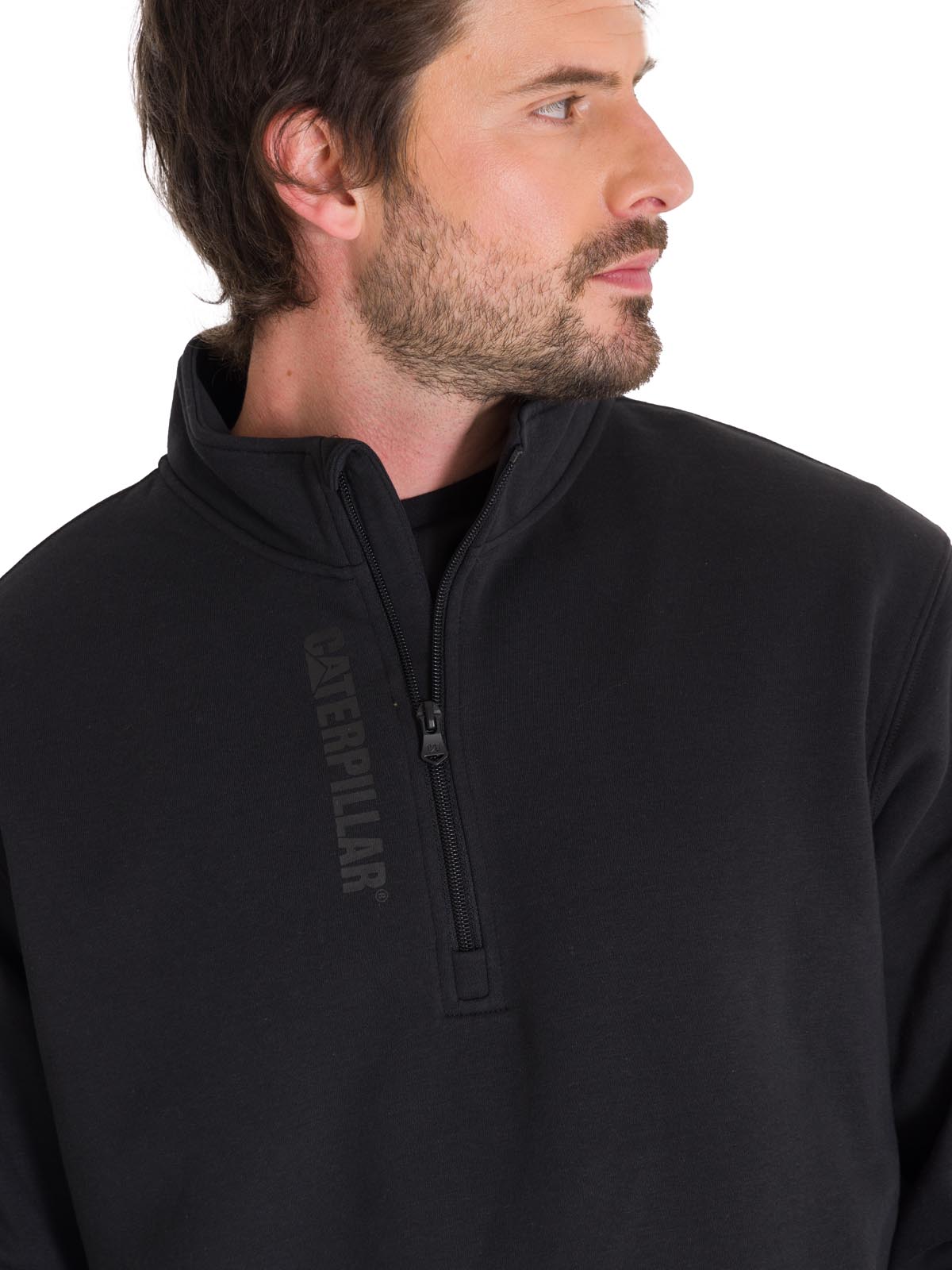 Polerón Manga Larga Hombre Midweight Quarter Zip Negro Cat