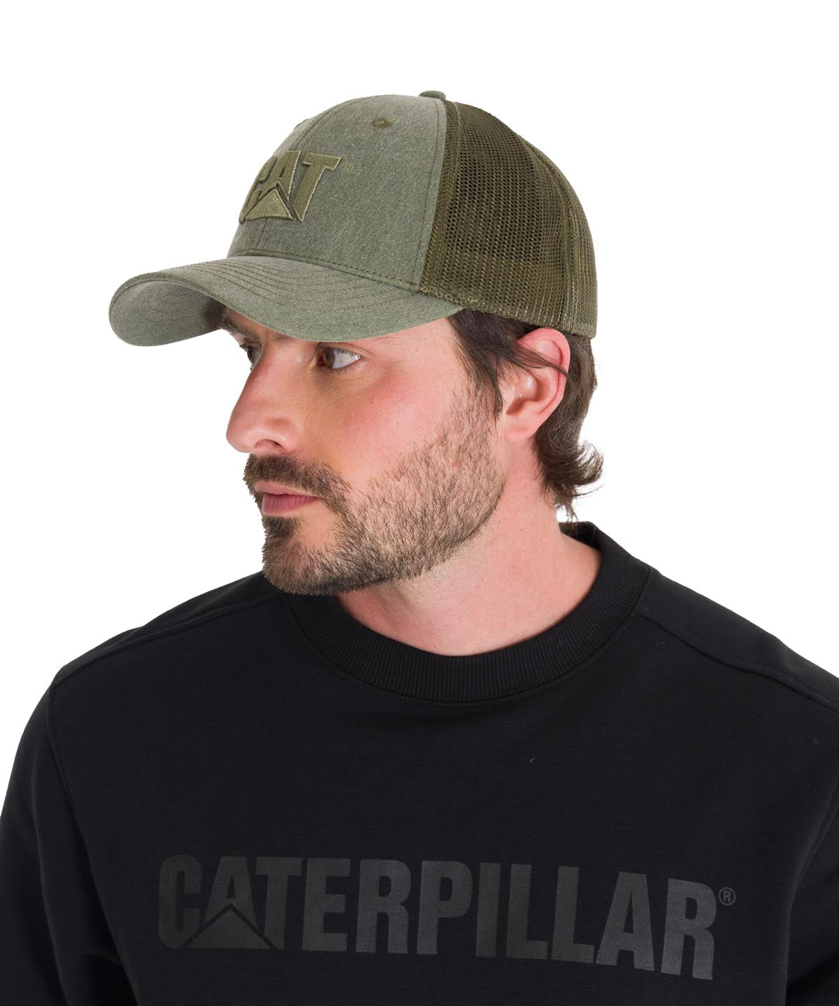 Jockey Con Broche Unisex Pigment Dyed Trucker Cap Oliva Cat