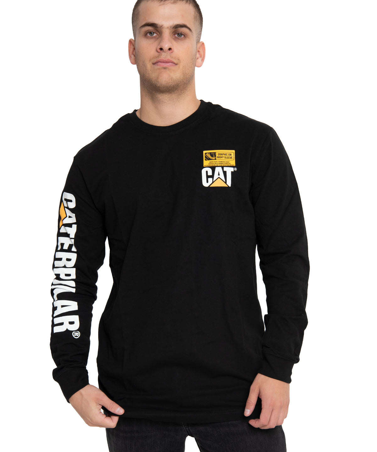 Polera Manga Larga Casual Hombre Trademark L/S Banner Tee Negro Cat