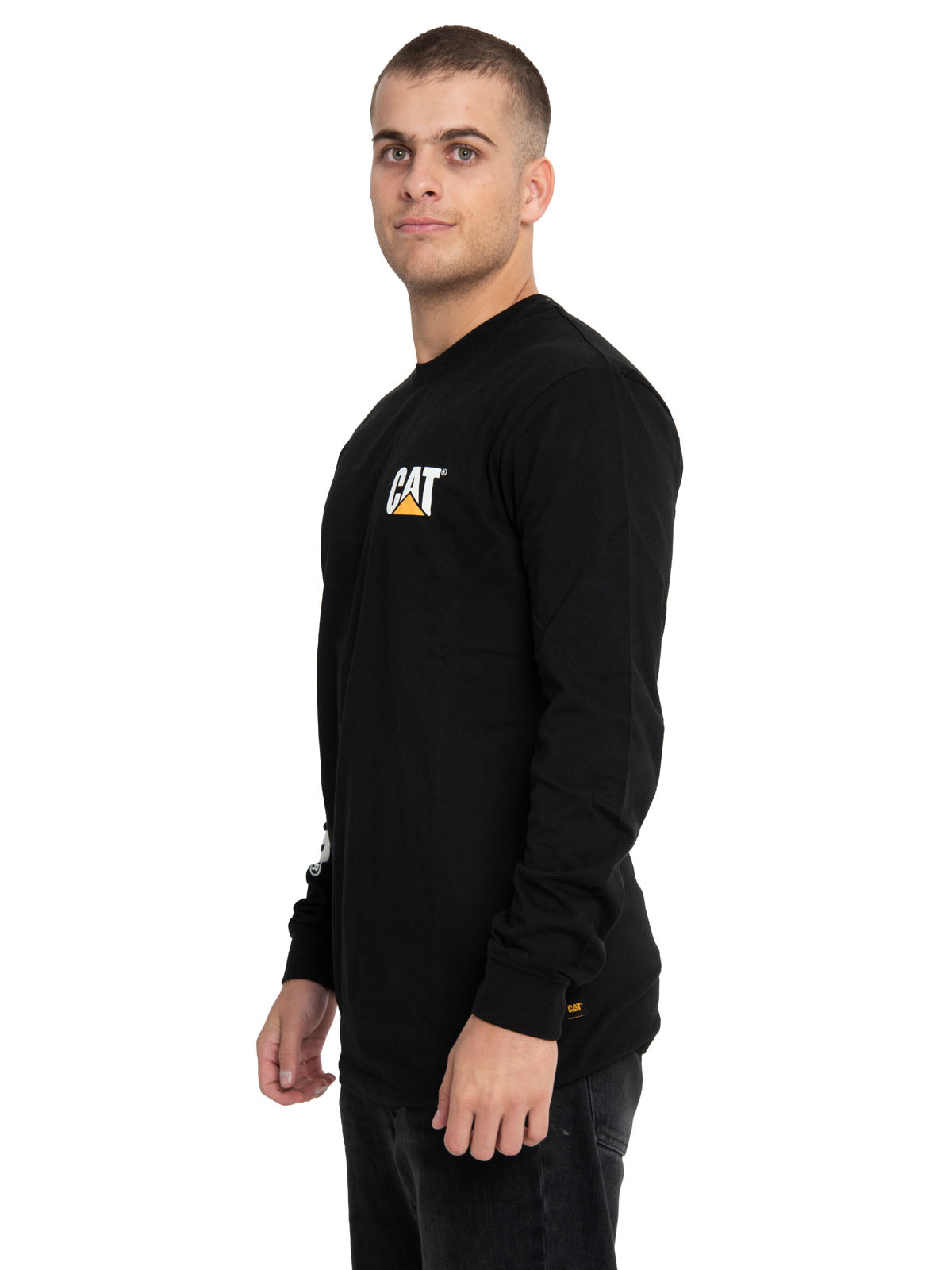 Polera Manga Larga Casual Hombre Trademark L/S Banner Tee Negro Cat