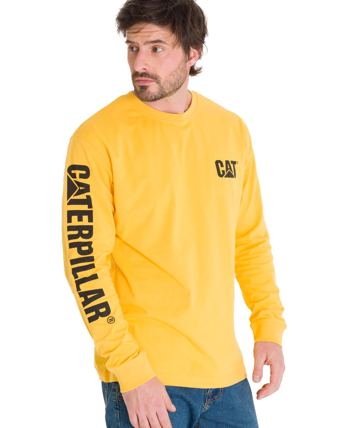 Polera Manga Larga Hombre Trademark Amarillo Cat