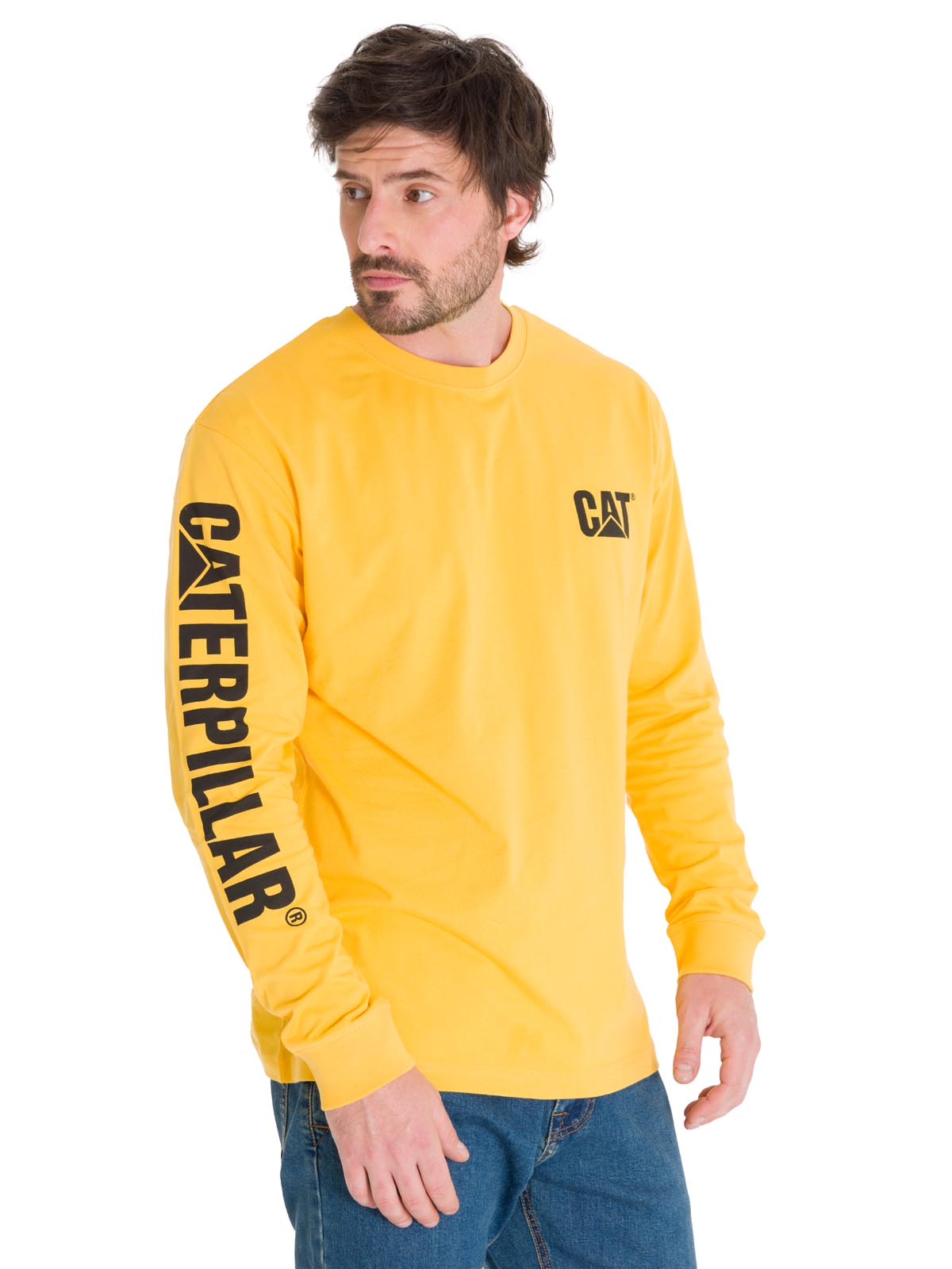 Polera Manga Larga Hombre Trademark Amarillo Cat