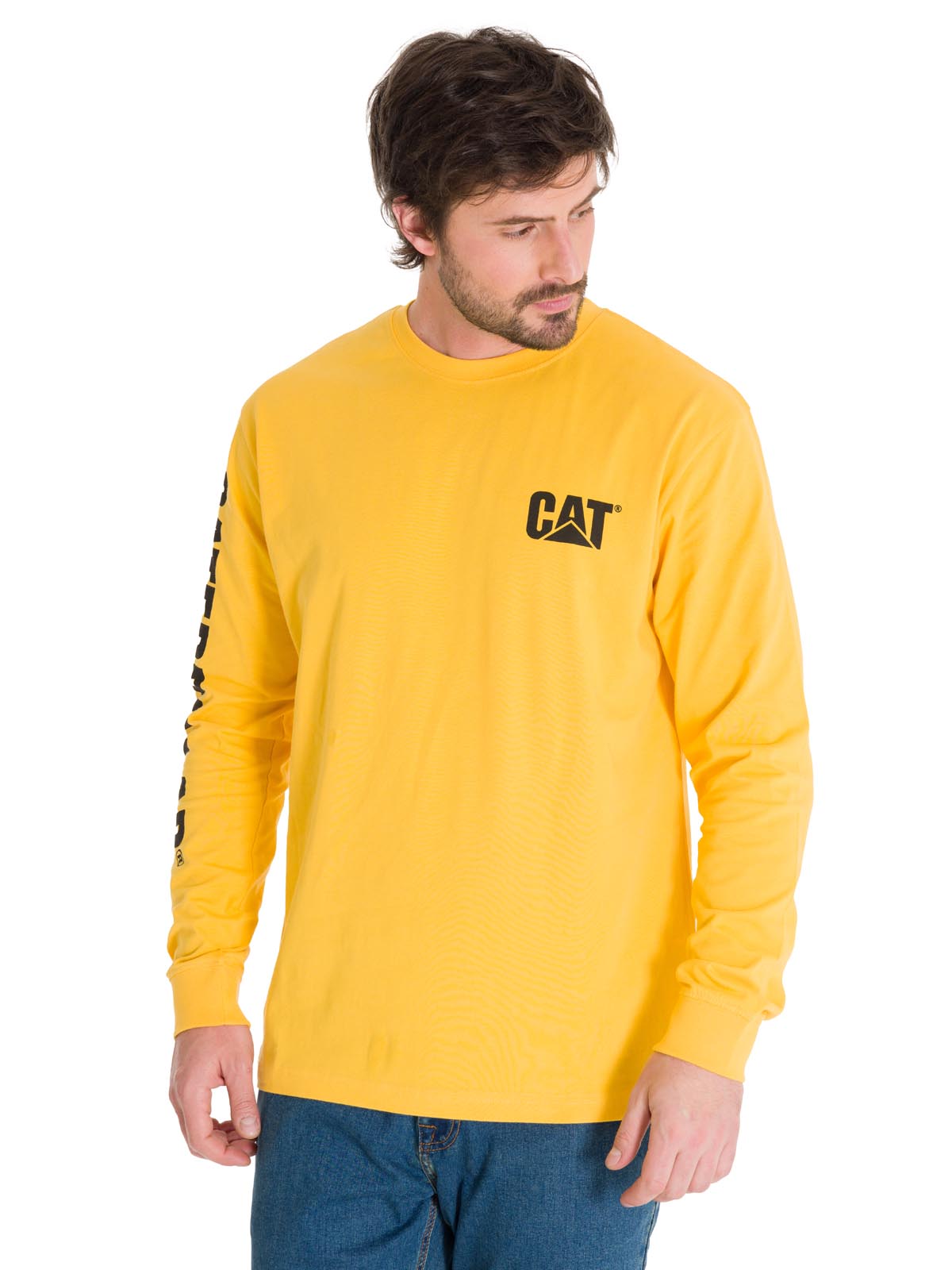 Polera Manga Larga Hombre Trademark Amarillo Cat