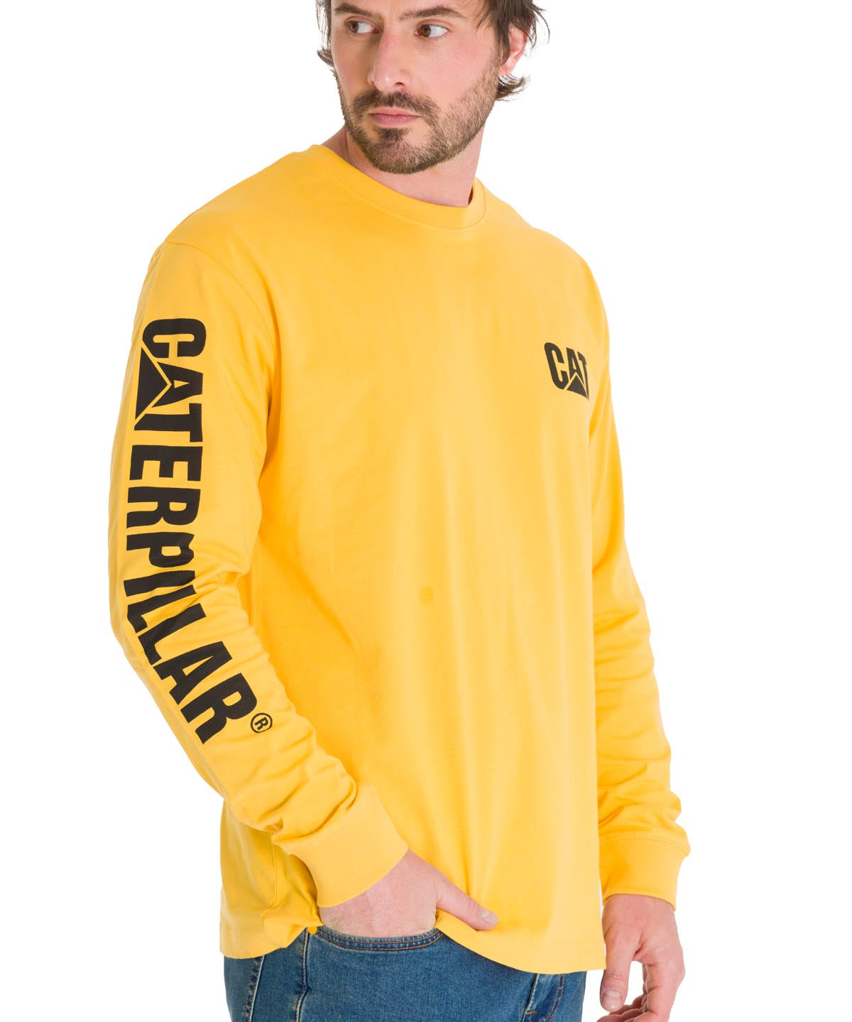 Polera Manga Larga Hombre Trademark Amarillo Cat