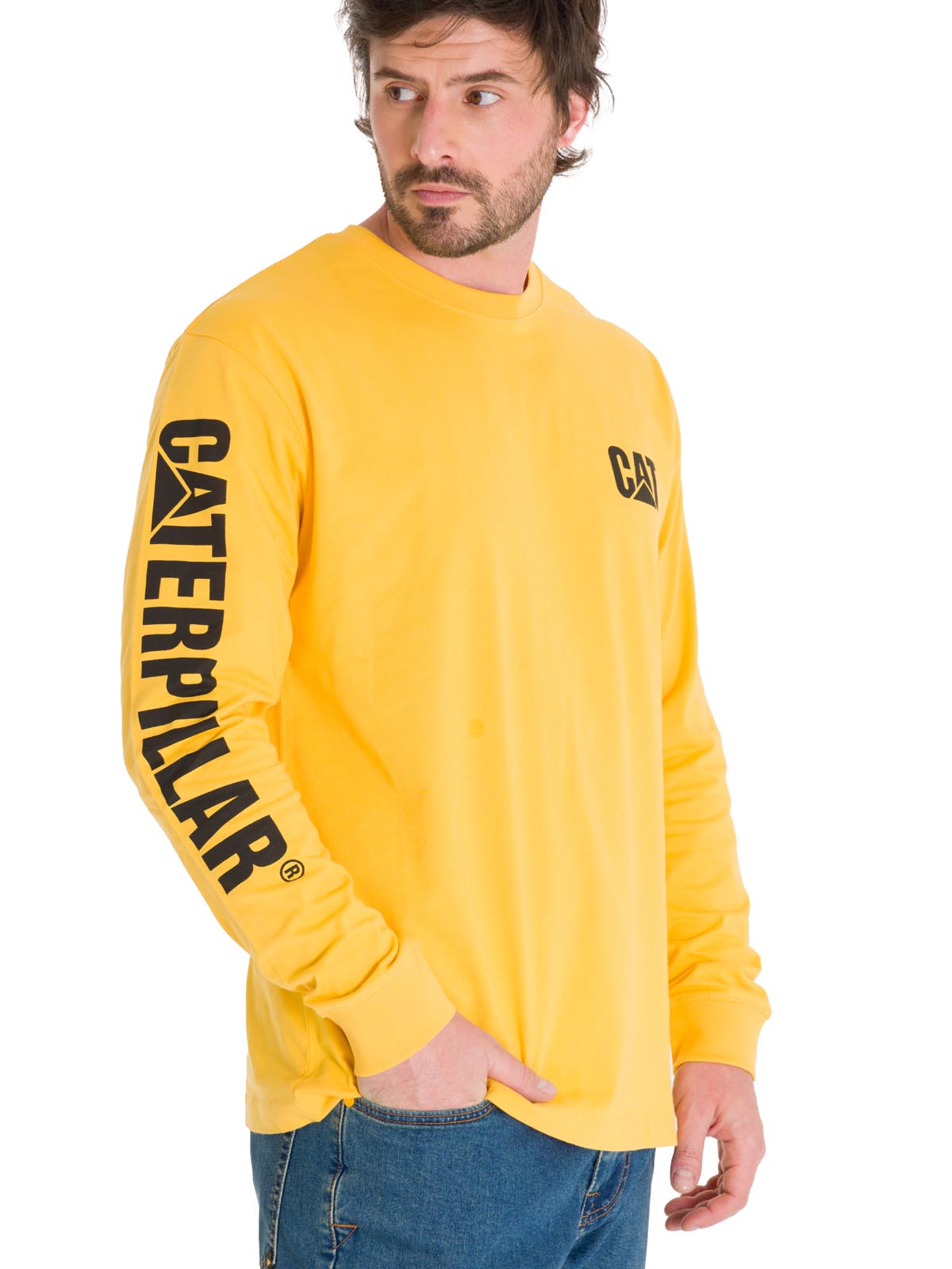 Polera Manga Larga Hombre Trademark Amarillo Cat