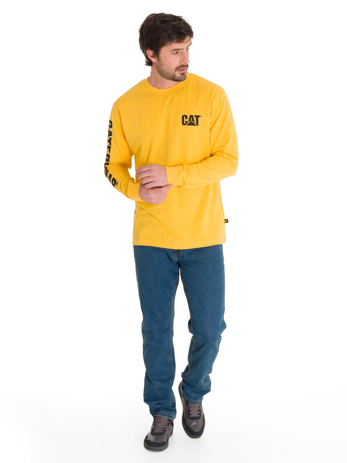 Polera Manga Larga Hombre Trademark Amarillo Cat