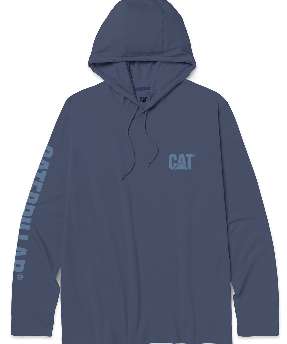 Polera Manga Larga Hombre Hooded Banner Azul Cat