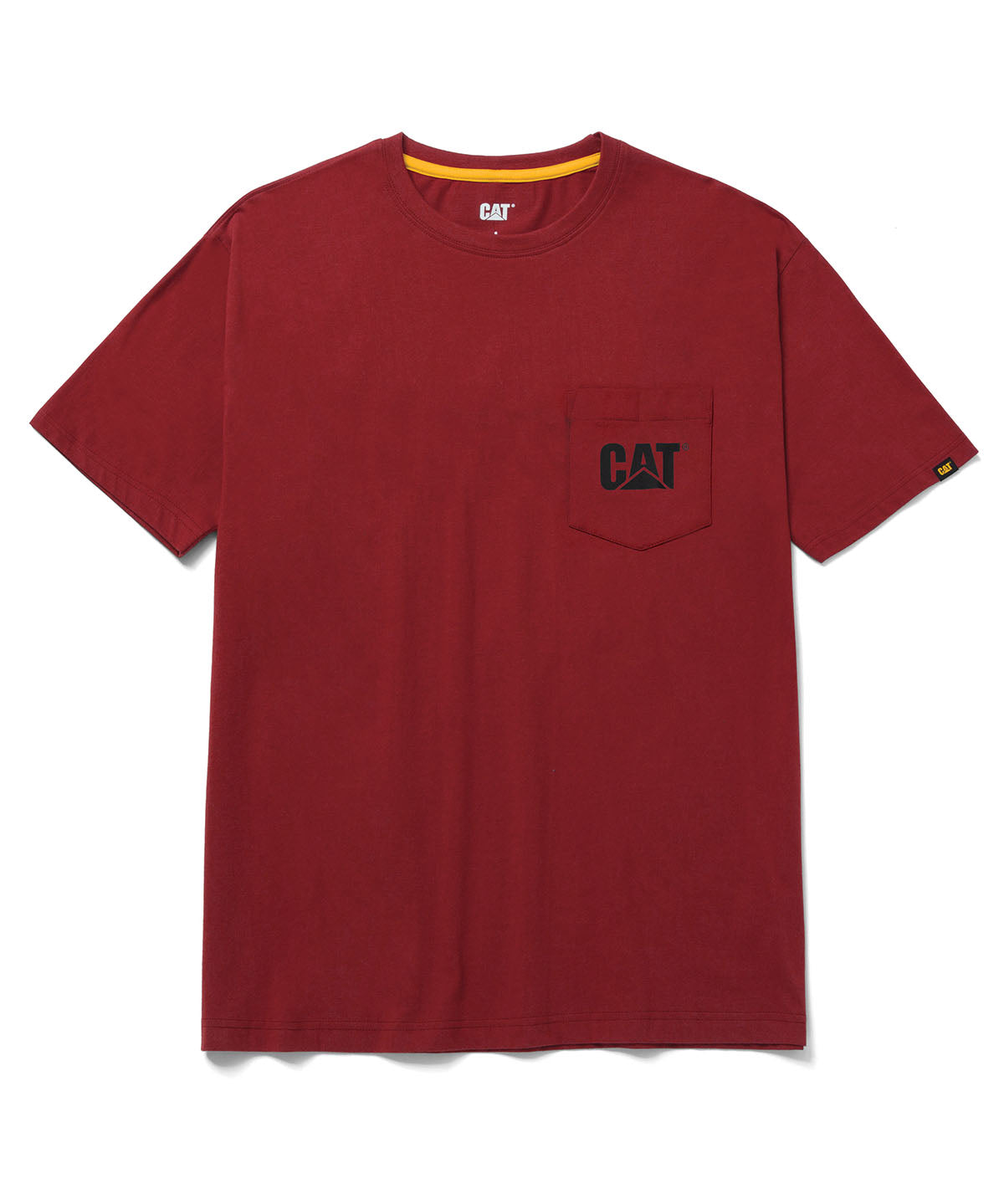 Polera Manga Corta Hombre Logo Pocket Roja CAT