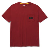Polera Manga Corta Hombre Logo Pocket Roja CAT